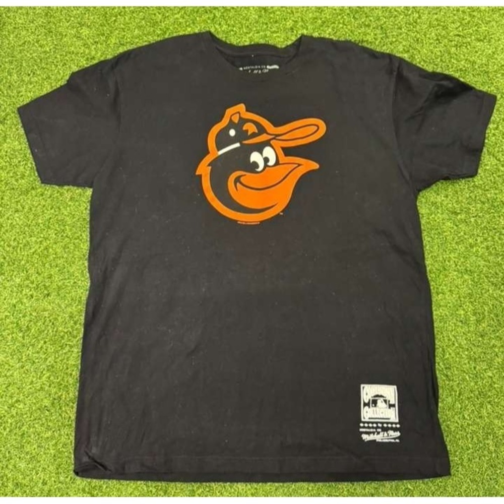 Baltimore Orioles T-Shirt Mens XL Black Mitchell & Ness Baseball MLB Logo Cotton